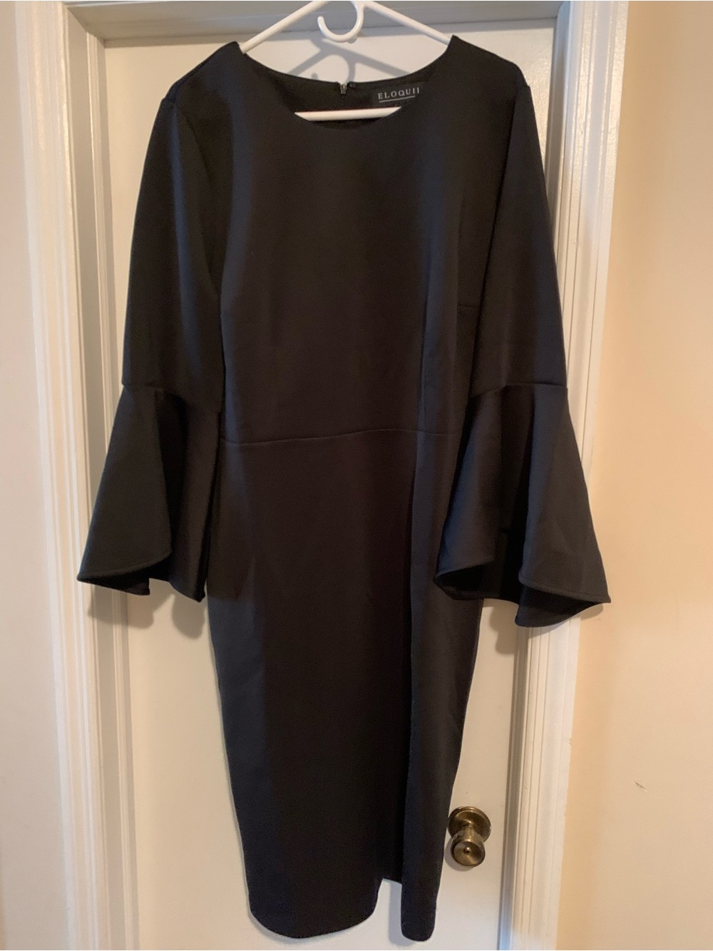 Eloquii Black Bell Sleeve Scuba Dress